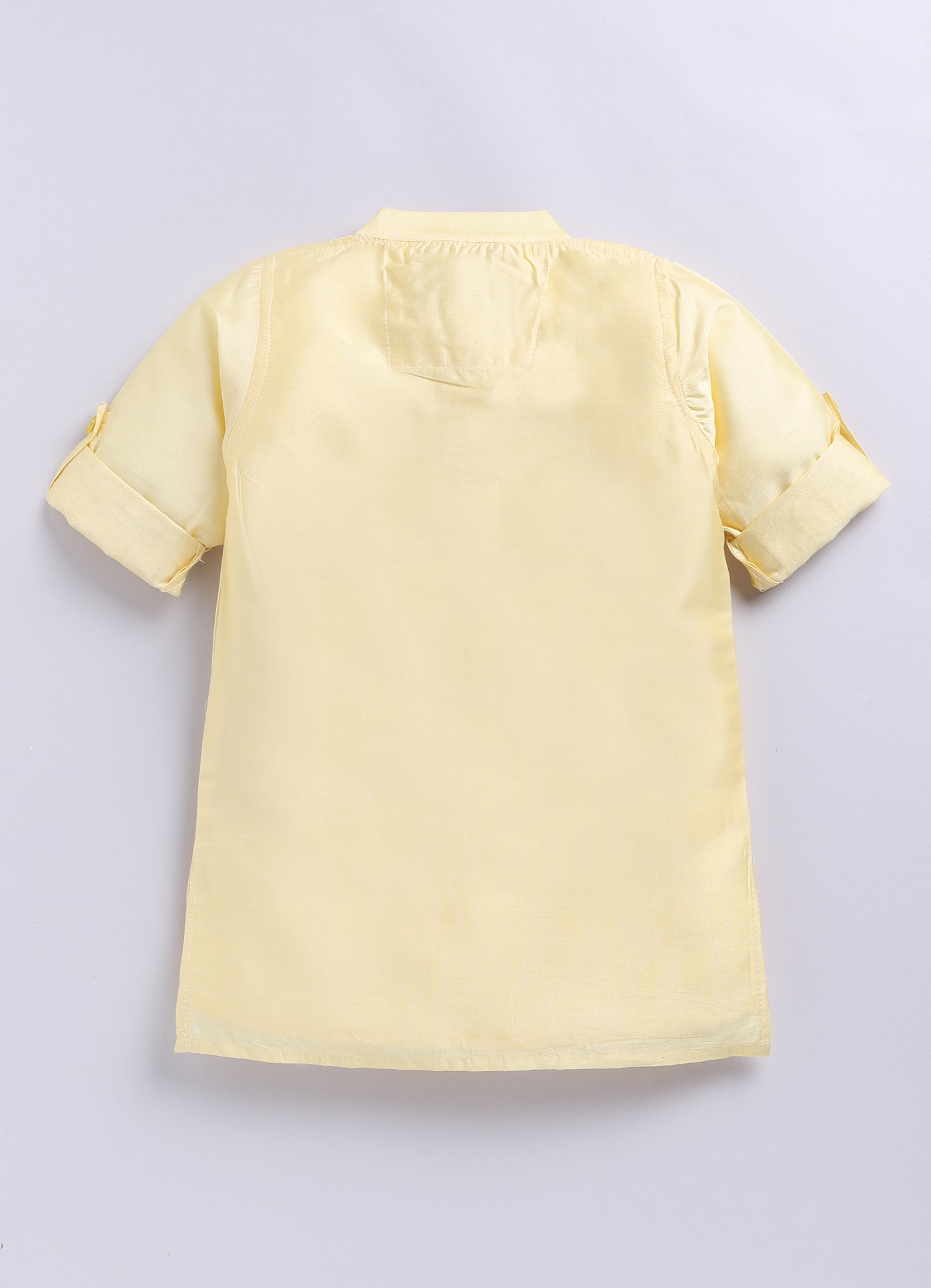 Boys Woven  Embellished Jacket, Kurta and Pajama with Brooch Wedding Wear Ethnic Set- Yellow