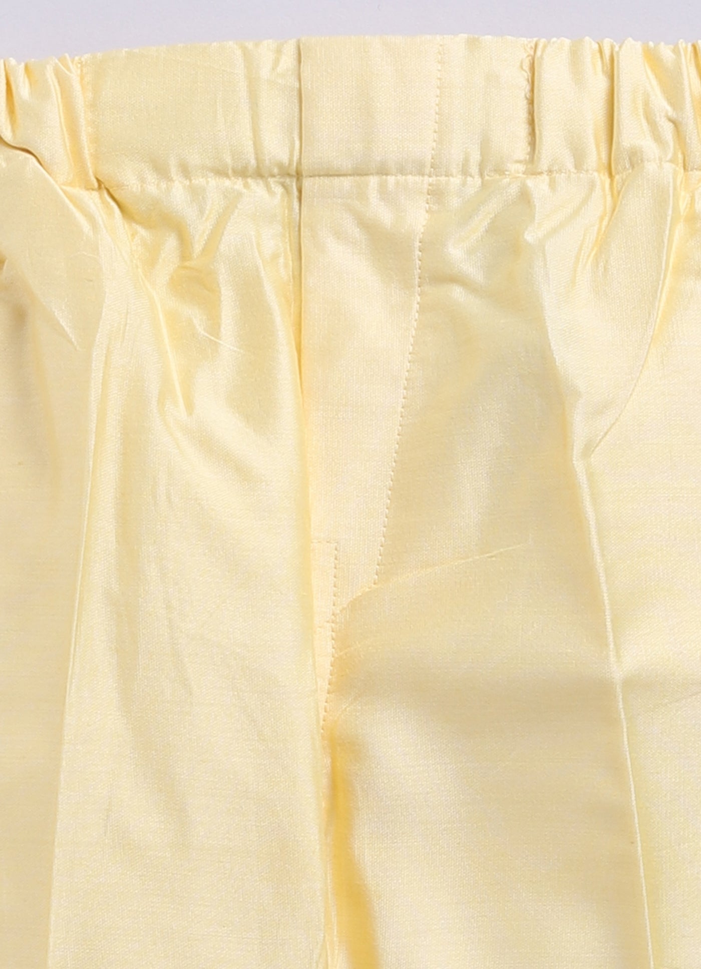 Boys Woven  Embellished Jacket, Kurta and Pajama with Brooch Wedding Wear Ethnic Set- Yellow