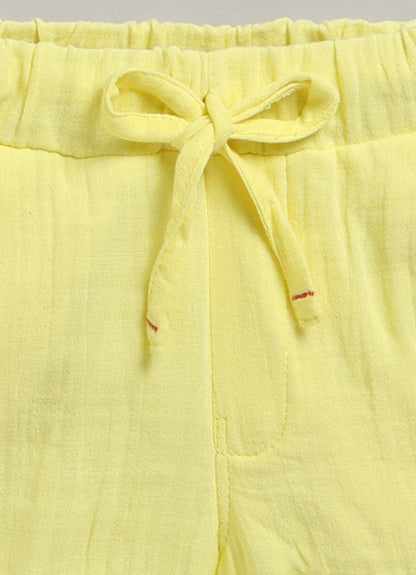 Boys Muslin Cotton Water Game Themed Shirt Pant Set- Lemon