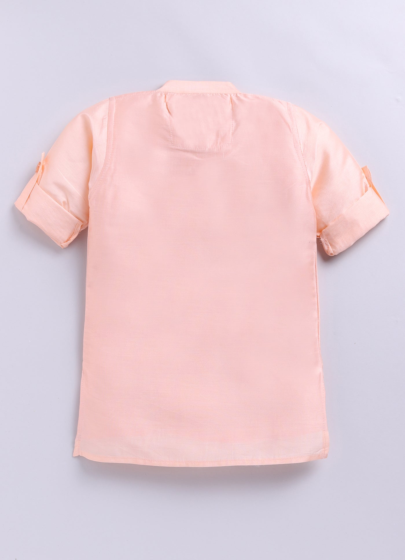 Boys Woven  Embellished Jacket, Kurta and Pajama with Brooch Wedding Wear Ethnic Set- Peach