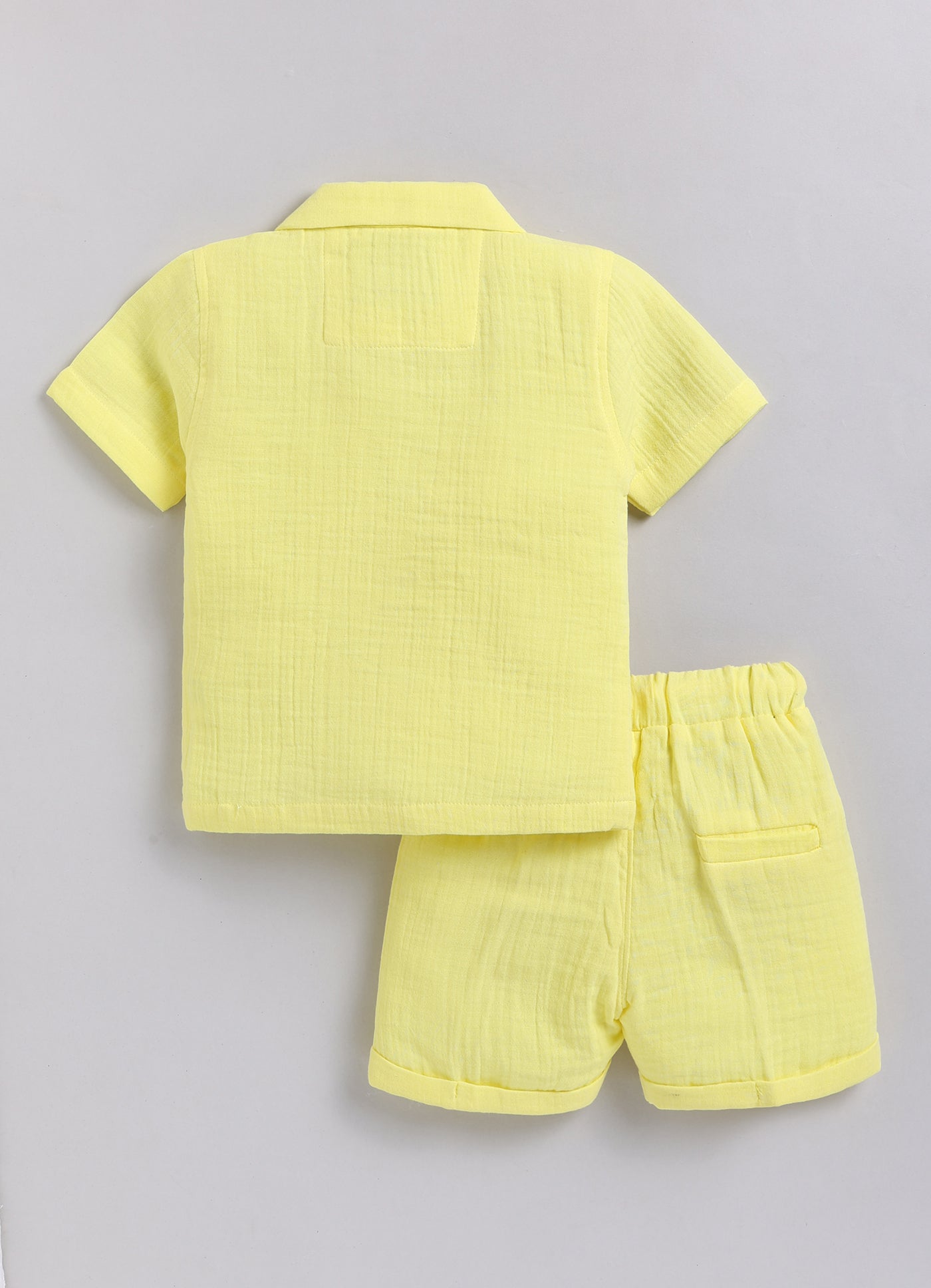 Boys Muslin Cotton Water Game Themed Shirt Pant Set- Lemon