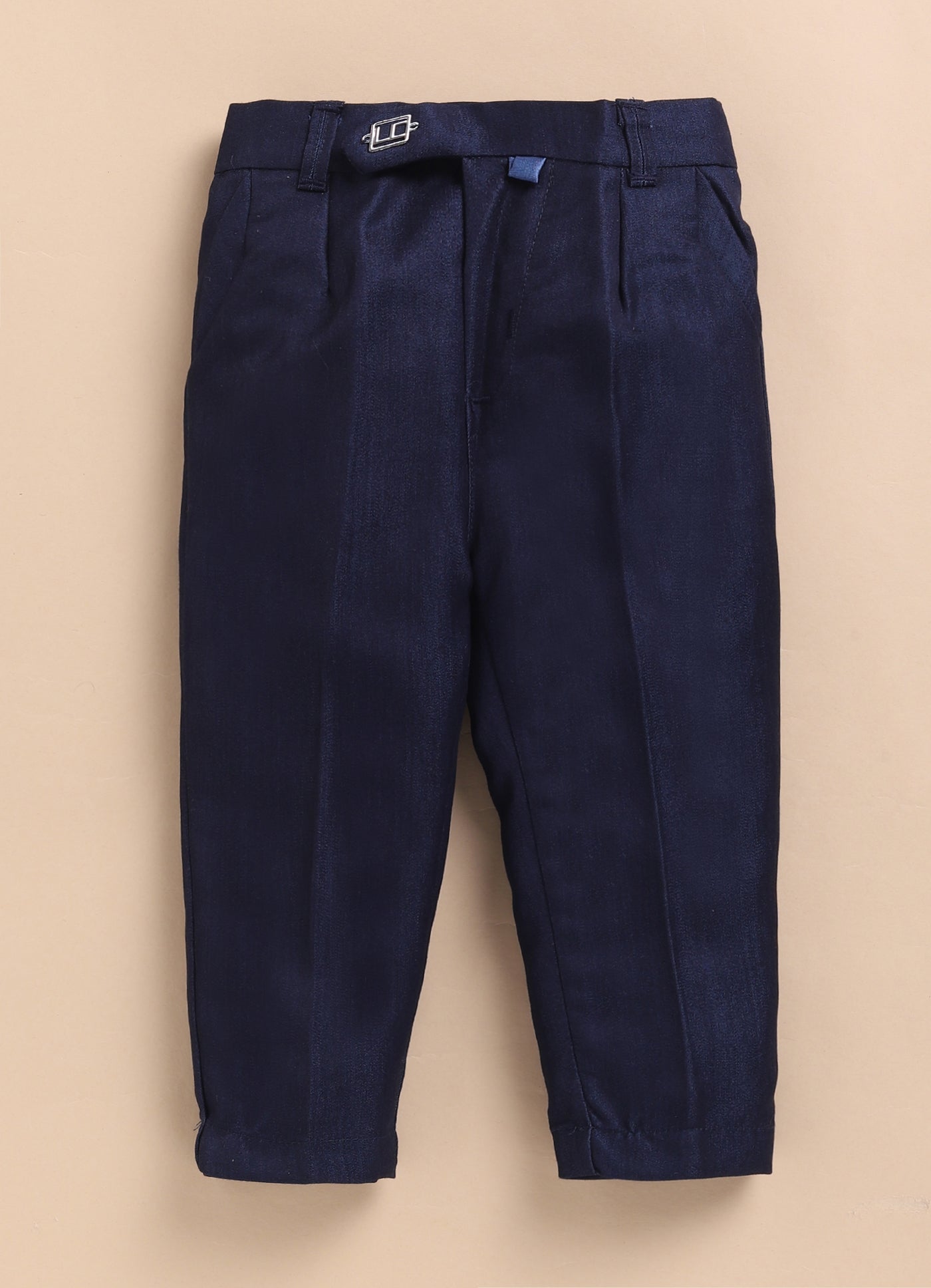 Little Collars Terry Rayon Woven Waistcoat Jacket Pant & Full Sleeves Shirt with & Bow Formal Partywear Jacket Set- Blue