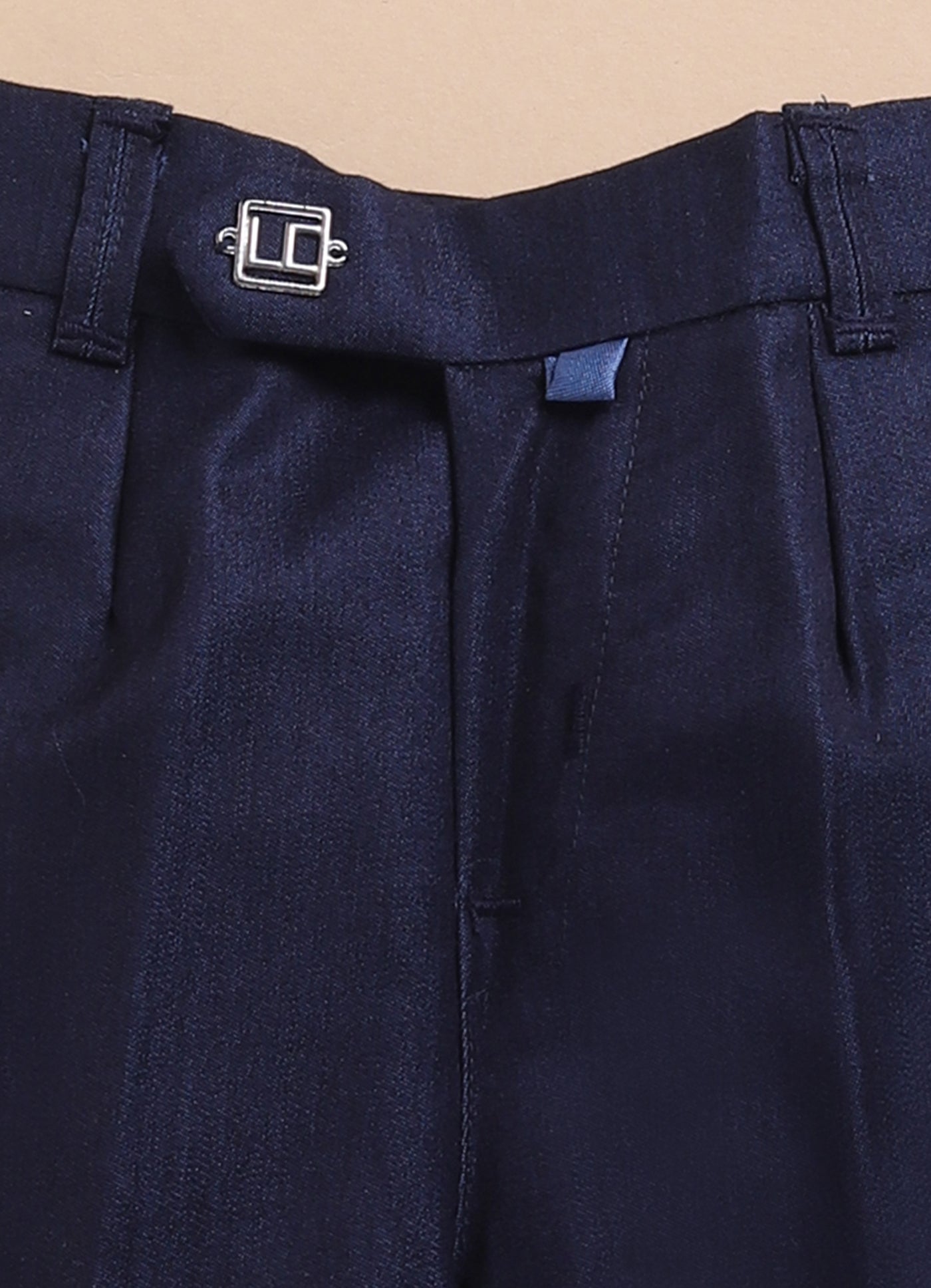 Little Collars Terry Rayon Woven Waistcoat Jacket Pant & Full Sleeves Shirt with & Bow Formal Partywear Jacket Set- Blue