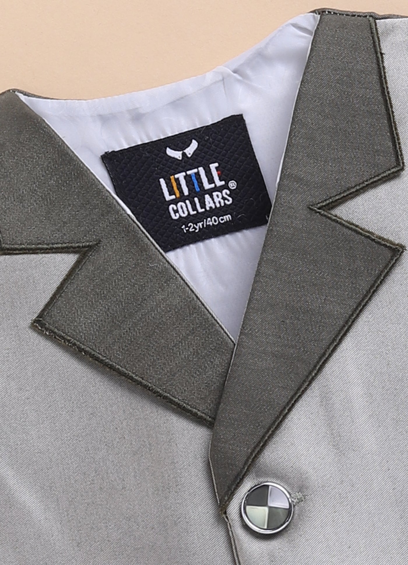 Little Collars Terry Rayon Woven Waistcoat Jacket Pant & Full Sleeves Shirt with & Bow Formal Partywear Jacket Set- Green