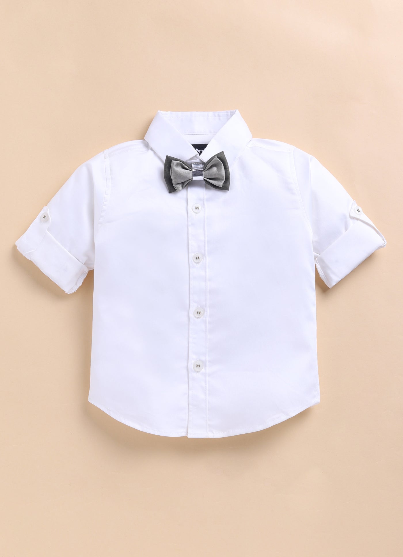 Little Collars Terry Rayon Woven Waistcoat Jacket Pant & Full Sleeves Shirt with & Bow Formal Partywear Jacket Set- Green