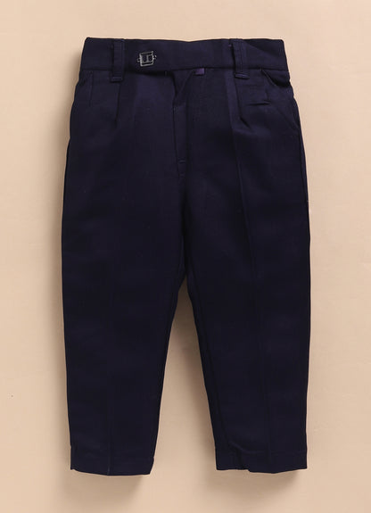 Little Collars Terry Rayon Woven Waistcoat Jacket Pant & Full Sleeves Shirt with & Bow Formal Partywear Jacket Set- Violet