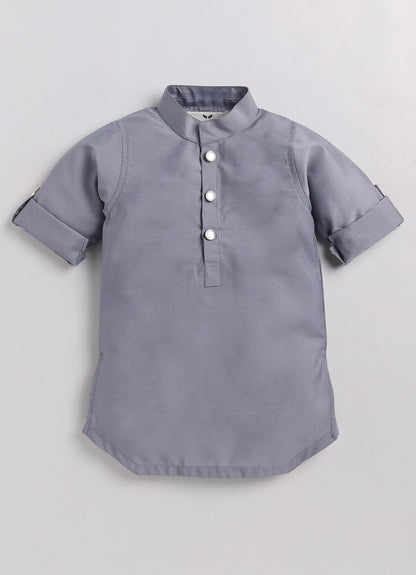Grey Boys Reindeer Ethnic Jacket Kurta Pajama Set