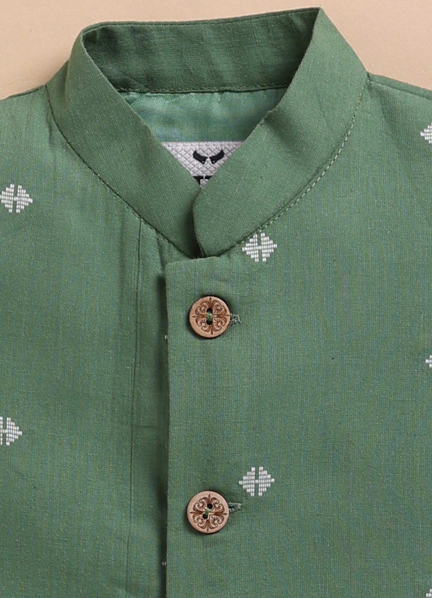 Boys Pure Cotton Nehru Jacket, Kurta, Pajama Ethnic Set - Green