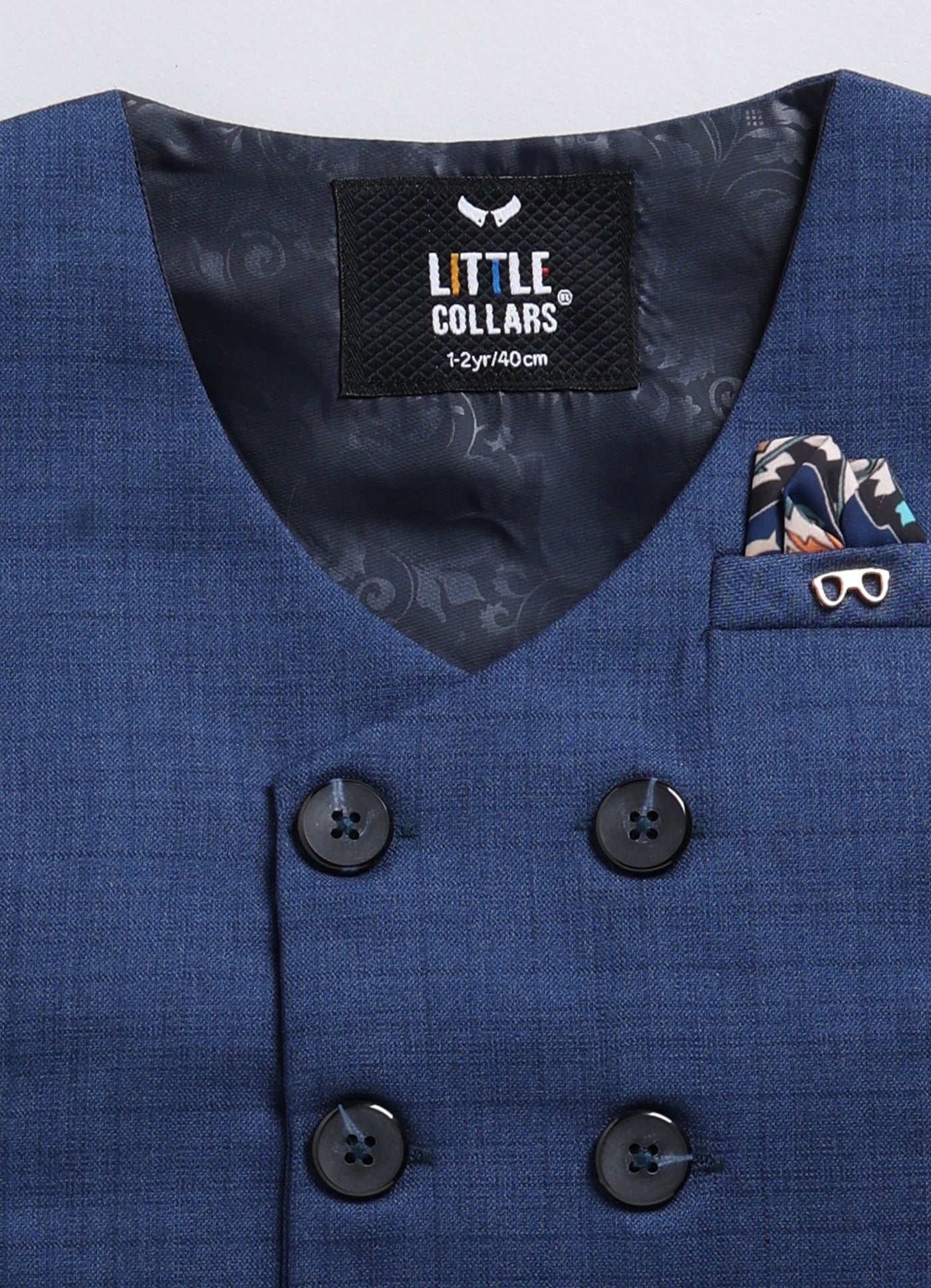 Formal Waistcoat Coord Set with Bow for Boys - Blue