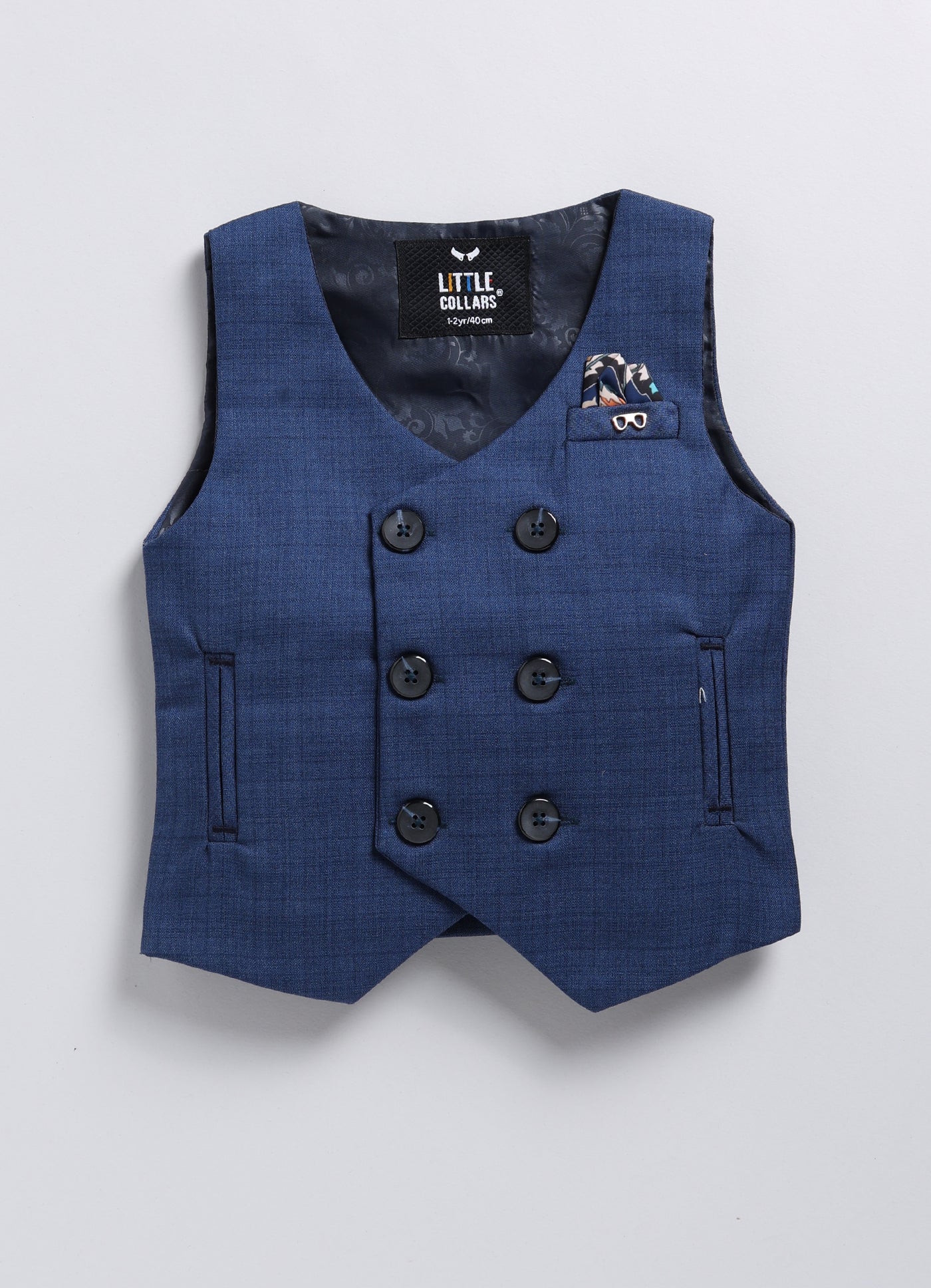 Formal Waistcoat Coord Set with Bow for Boys - Blue