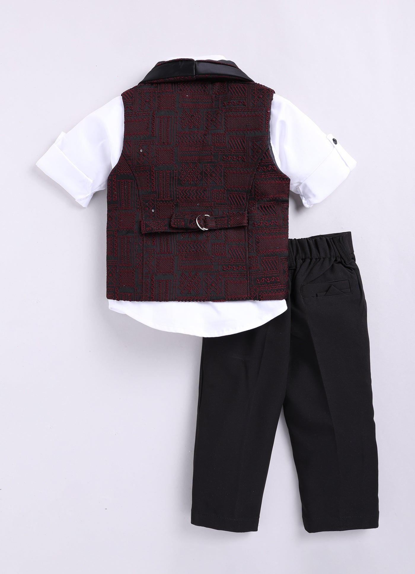 Boys Partywear Waistcoat Shirt Pant Bow Set