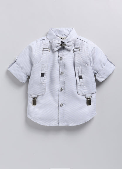 Attached Suspender Shirt Formal Set for Boys