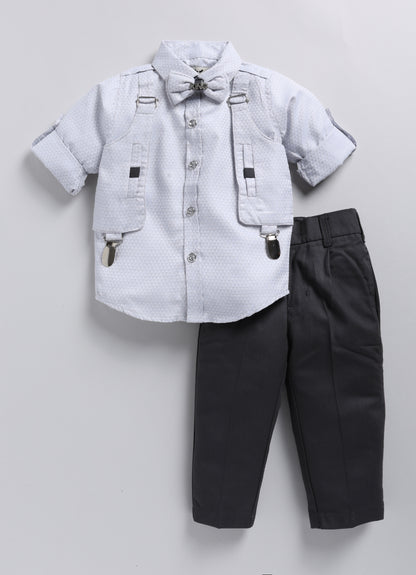 Attached Suspender Shirt Formal Set for Boys