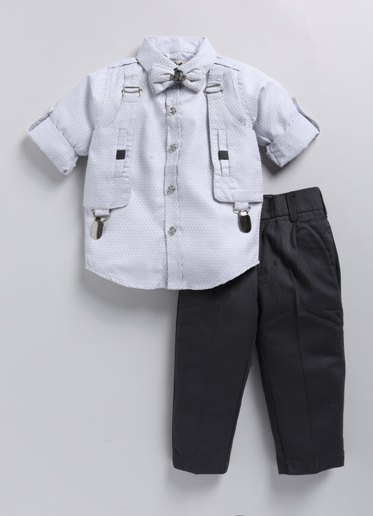 Attached Suspender Shirt Formal Set for Boys