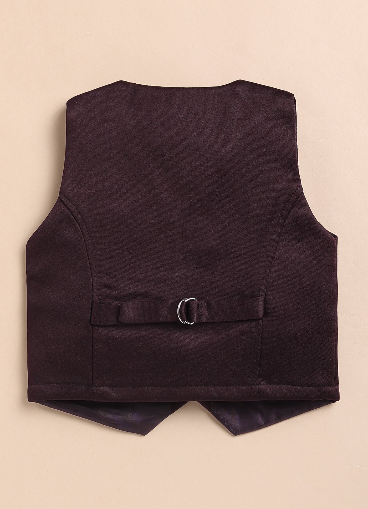 Blended Jaquard Woven Full Sleeves Coat Pant with Tuxedo Shirt, Bow and Brooch Pin Formal Coat Set- Wine