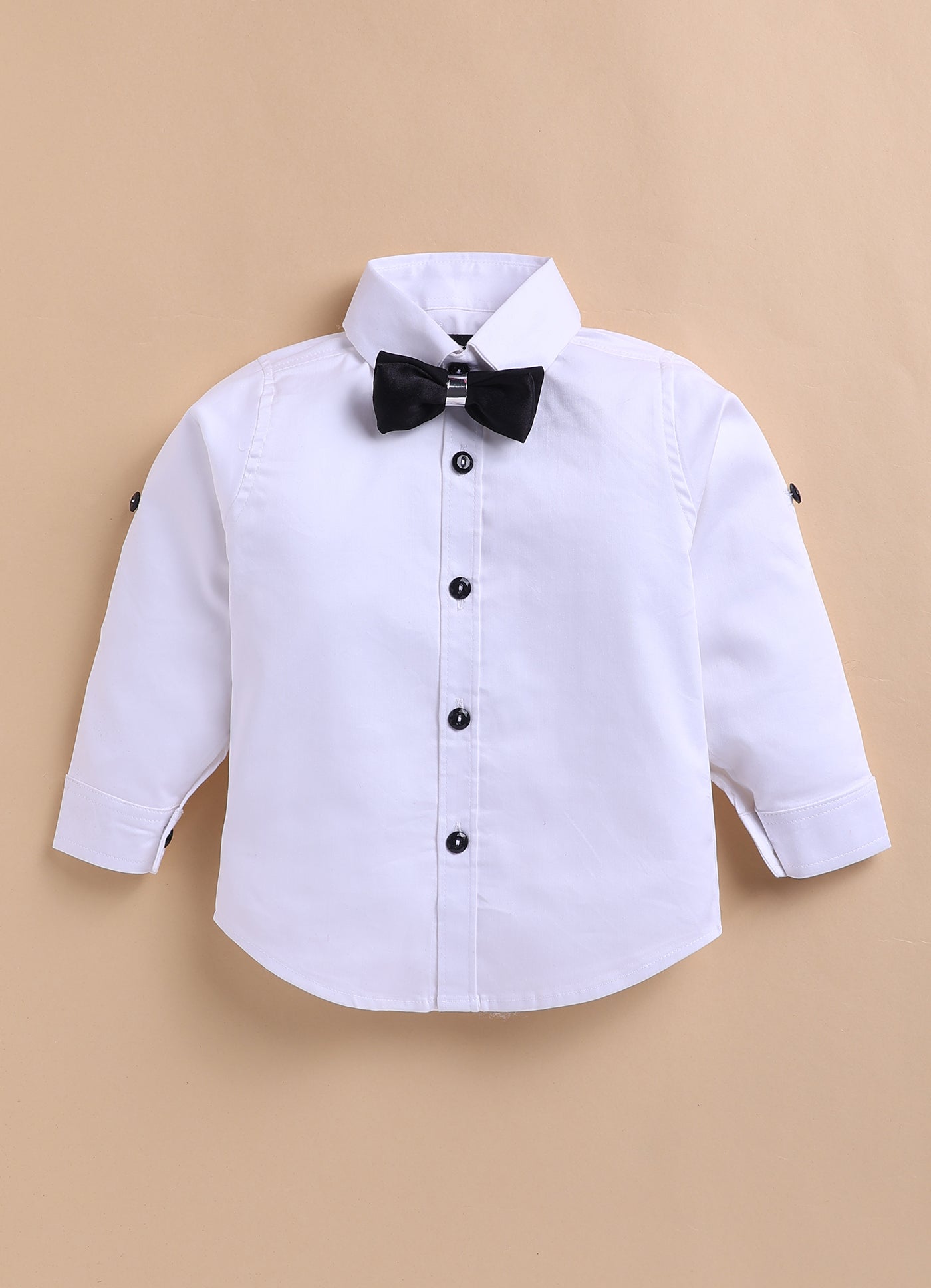 Blended Jaquard Woven Full Sleeves Coat Pant with Tuxedo Shirt, Bow and Brooch Pin Formal Coat Set- White