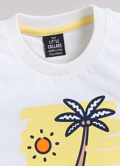Boys Beach Printed Shirt  & Shorts Set - Black