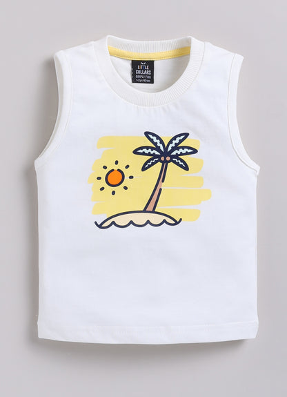 Boys Beach Printed Shirt  & Shorts Set - Black