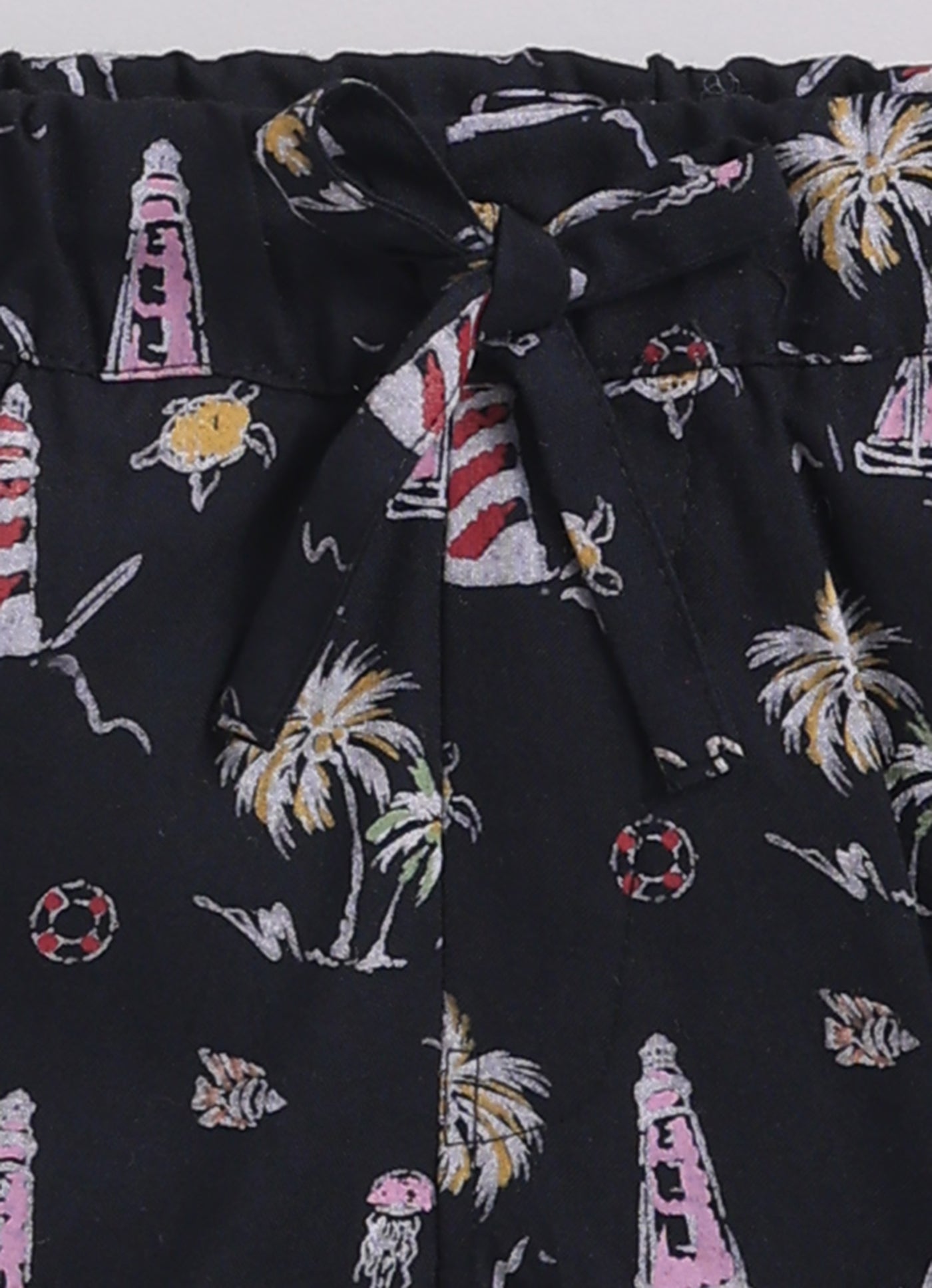 Boys Beach Printed Shirt  & Shorts Set - Black