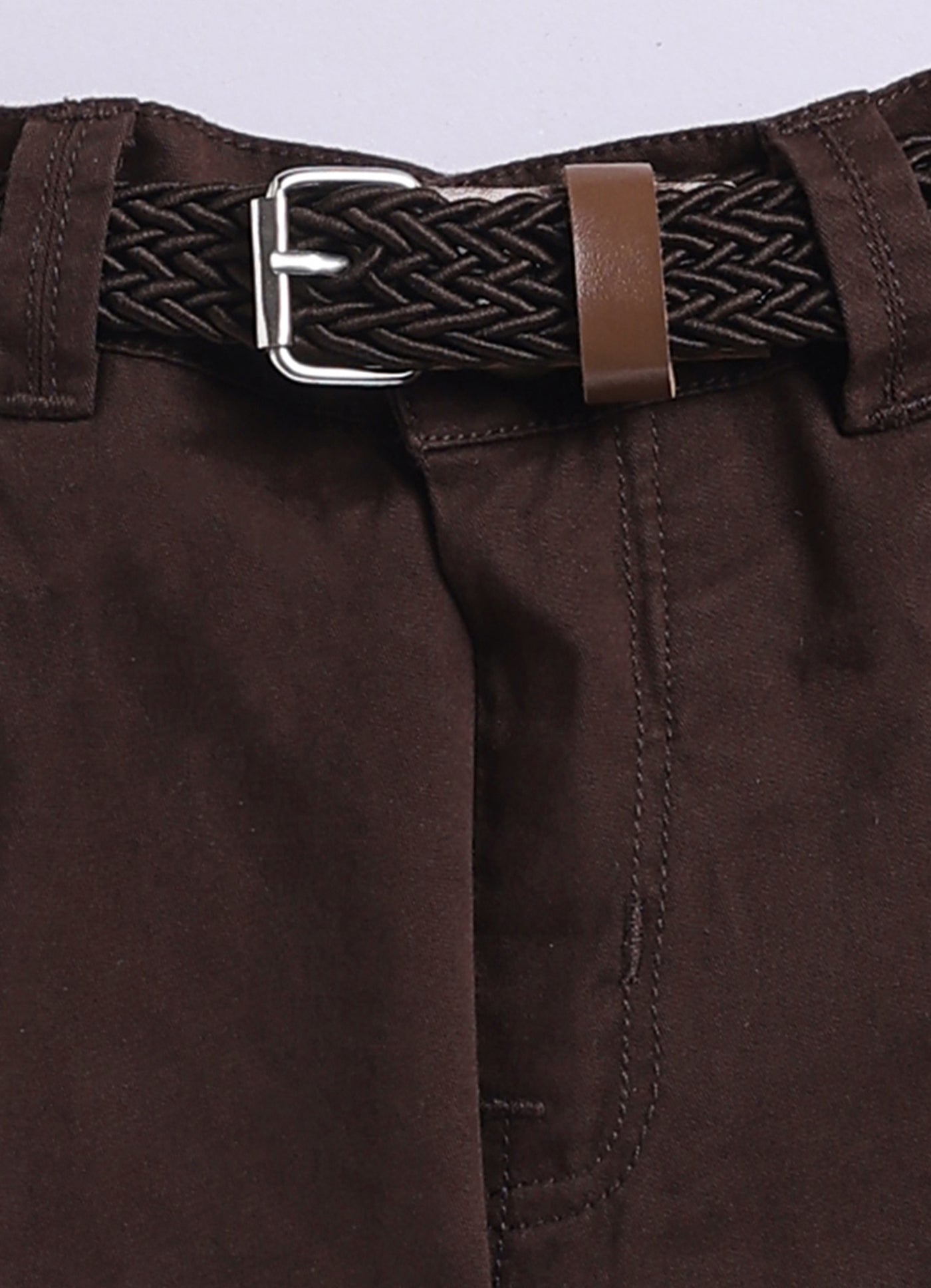 Boys Muslin Cotton Hand Embroidered Sheep Shirt Pant and Belt Set - Coffee