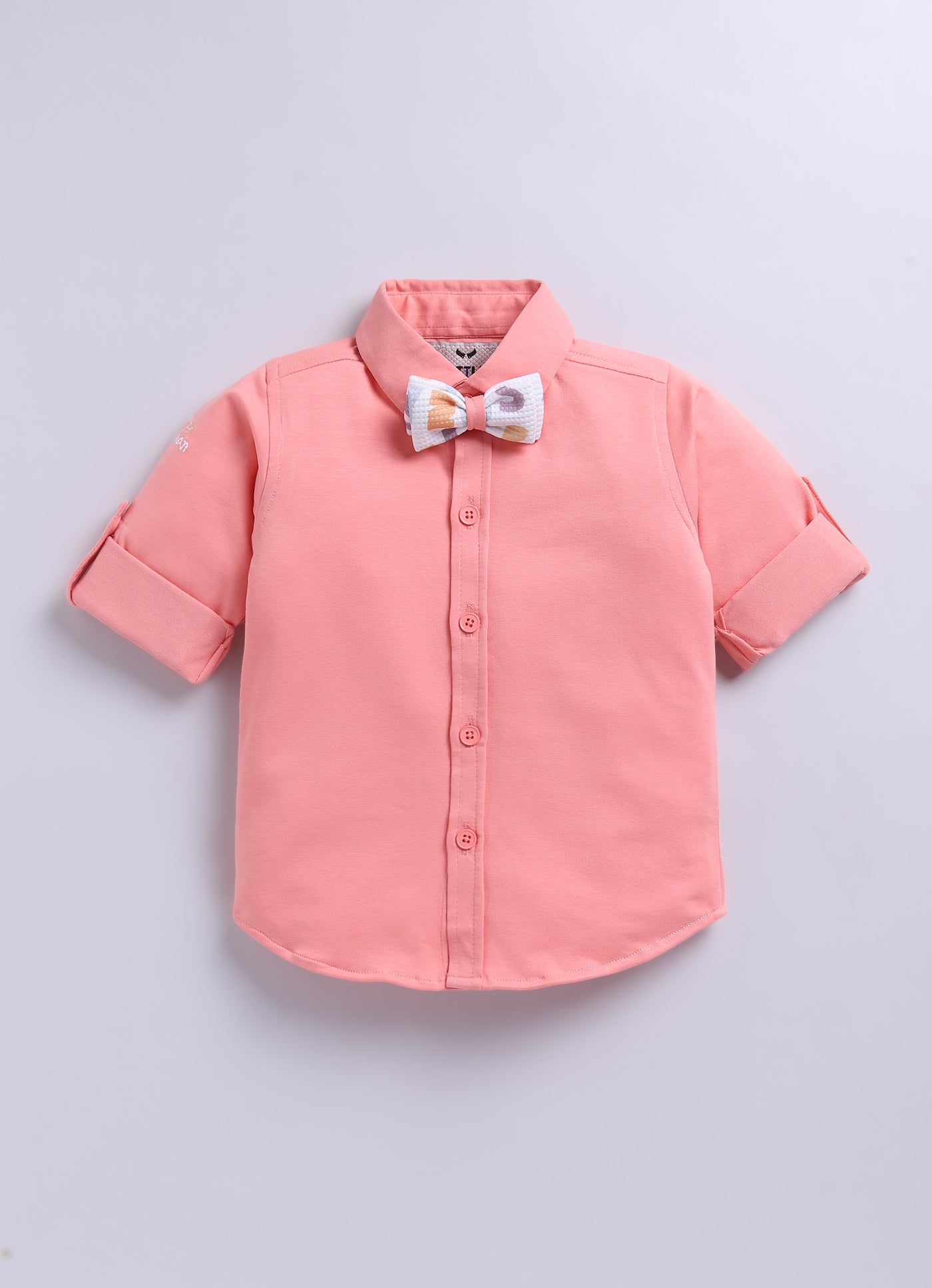 Birthday Boy Alphabet Printed Bright Full Sleeves Waistcoat Pant, Shirt and Bow Jacket Set- Peach