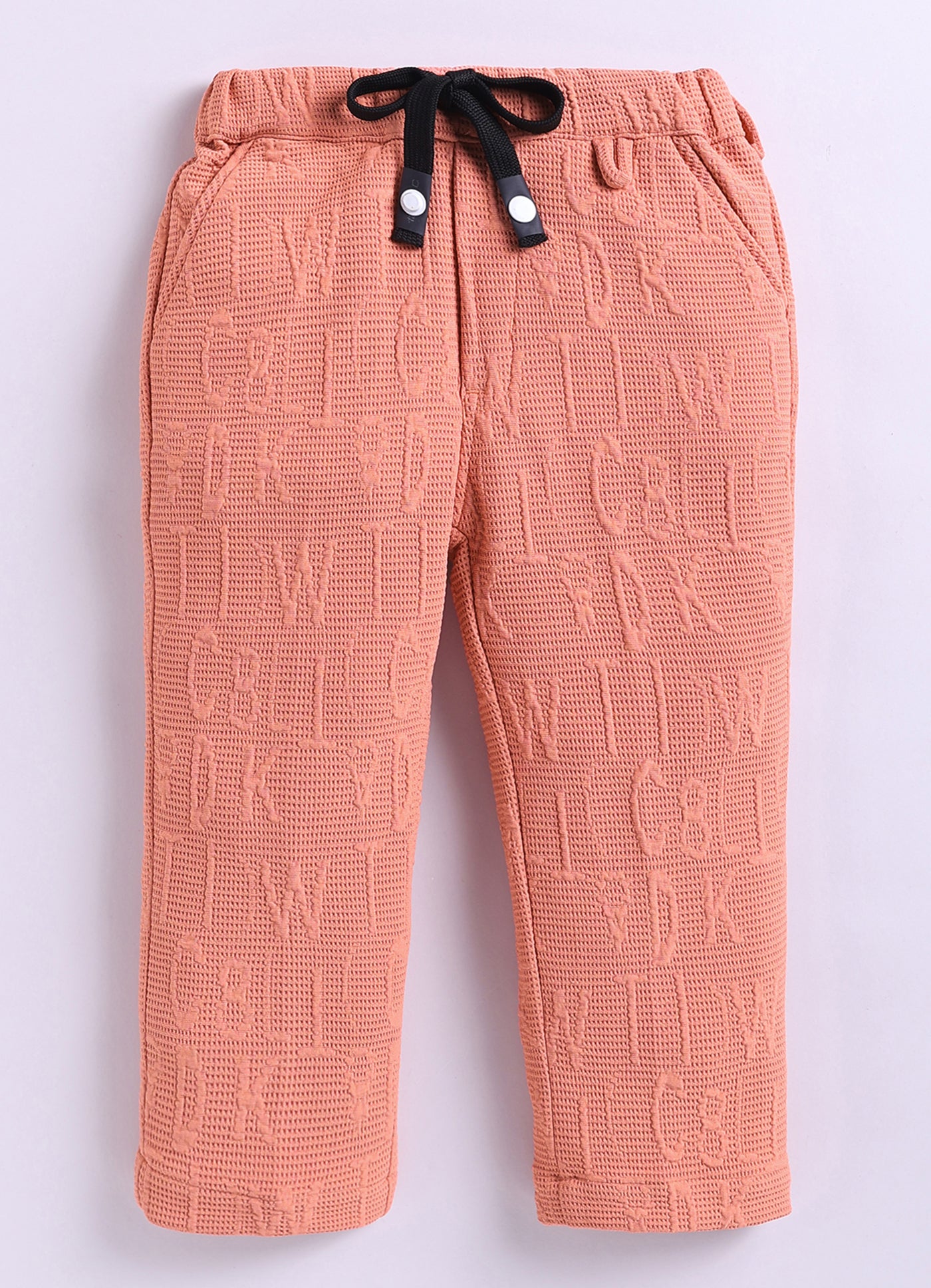 Boys Solid Bright Airport Look Full Sleeves Knitted Shirt, Trousers with Tshirt and Bag Casual Coord Set - Peach