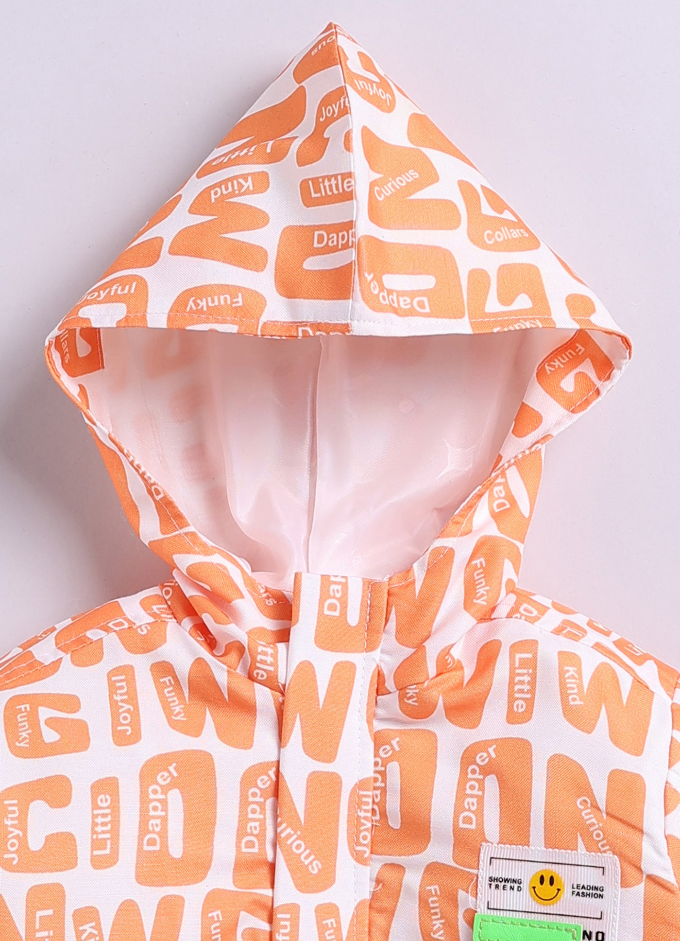 Blended Full Sleeves Zippered Alphabet Printed Sweat Jacket with Printed T shirt and Denim Pants Casual Set- Orange