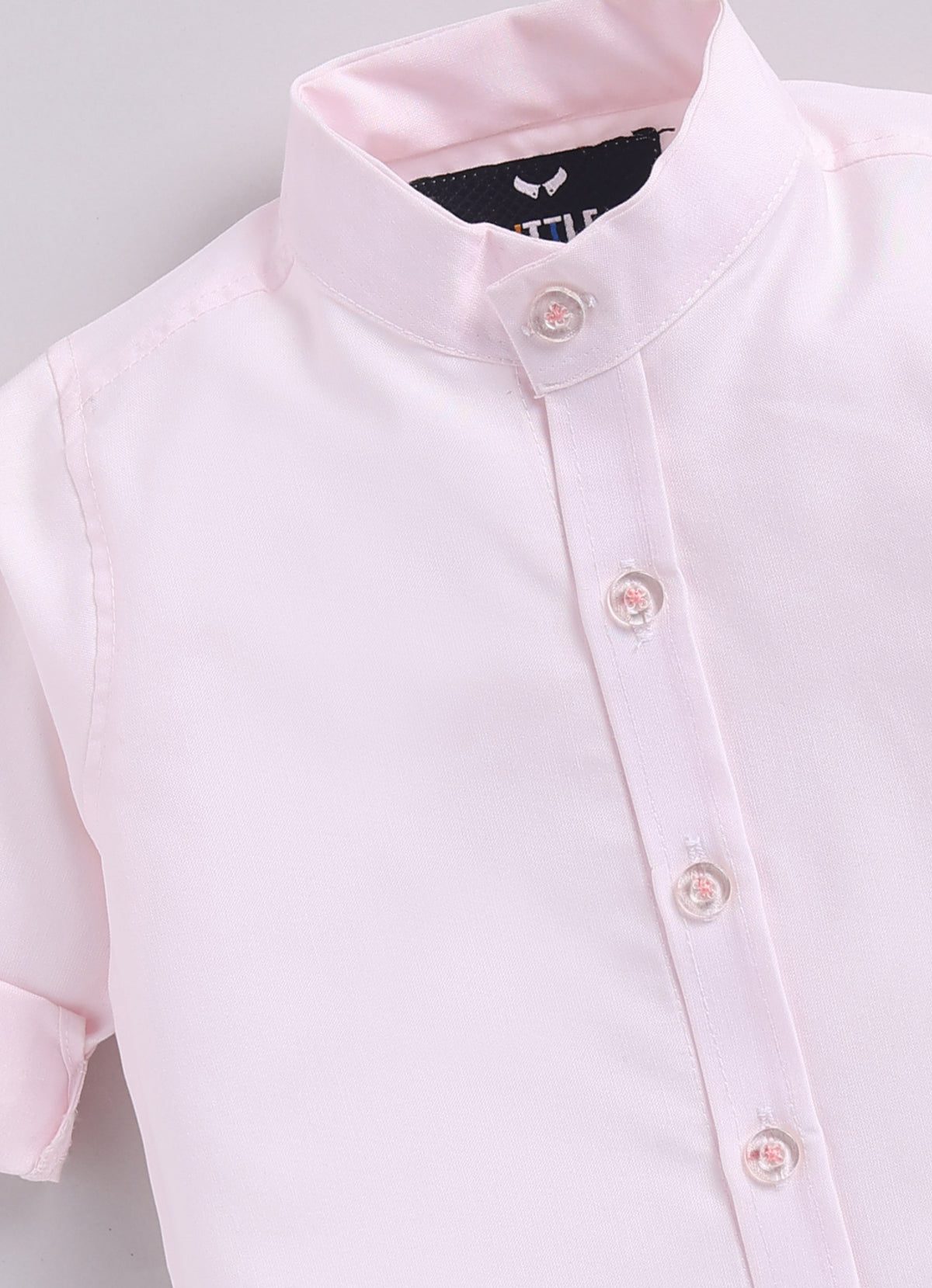Boys Blended Floral Printed and Embroidered Nehru Jacket, Full Sleeve Shirt and Pant and Brooch Partywear Set - Pink