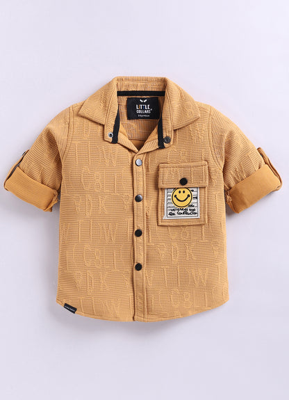 Boys Solid Bright Airport Look Full Sleeves Knitted Shirt, Trousers with Tshirt and Bag Casual Coord Set - Mango