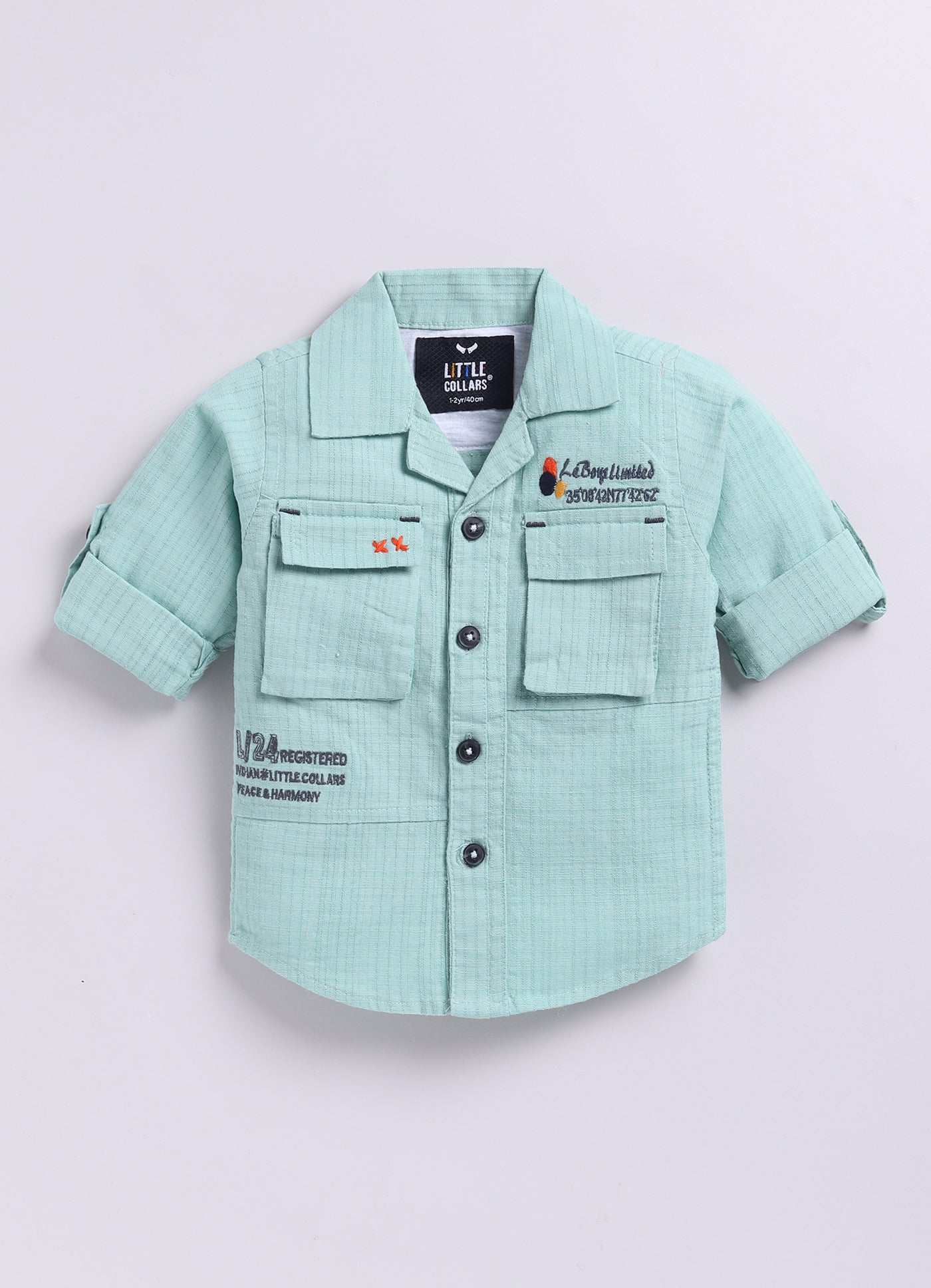 Cotton Woven Full Sleeves Solid Shirt and Pants, Tshirt and Printed Scarf Casual Set-Green