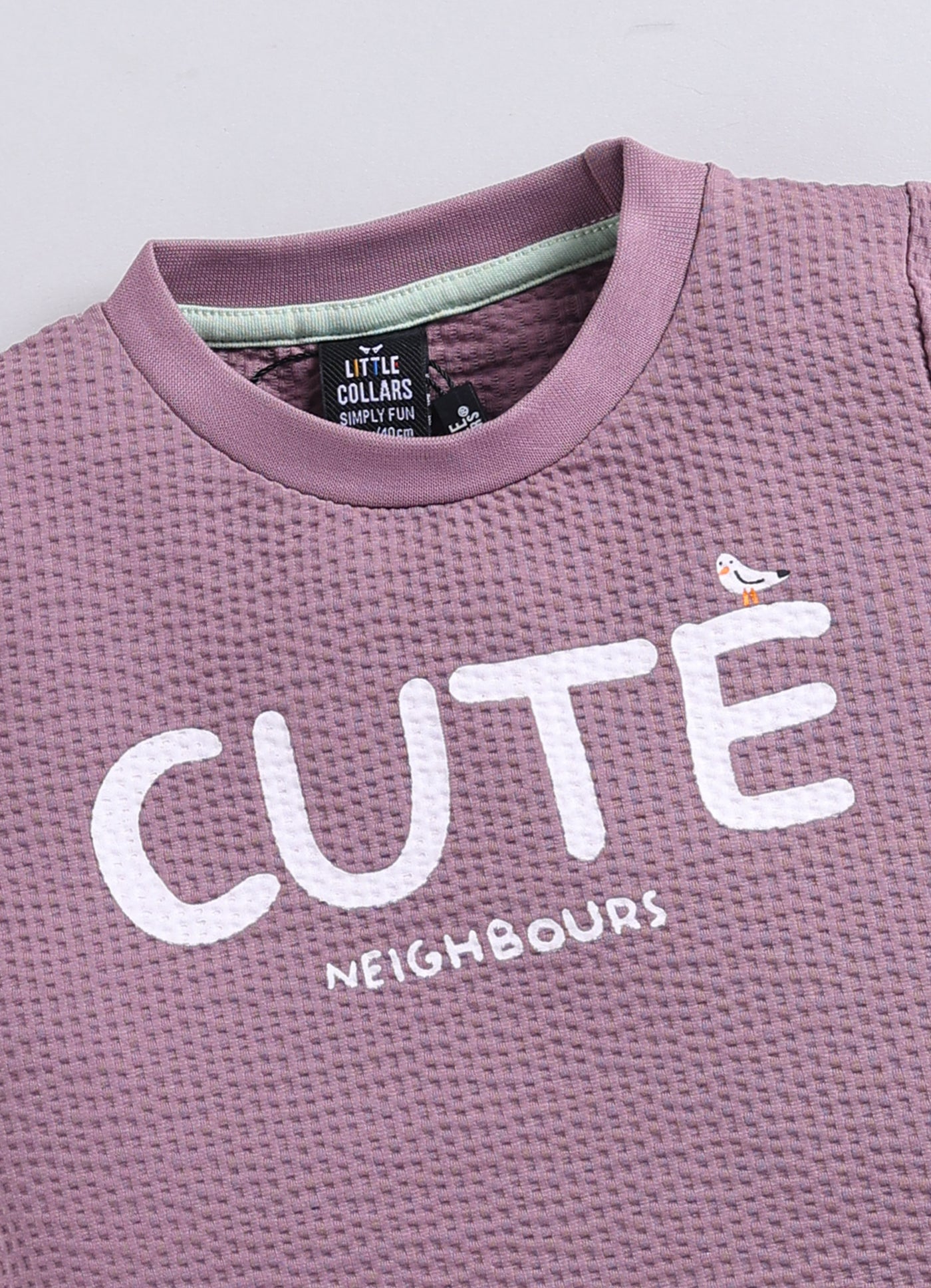Boys Knitted Cotton T-Shirt, Pant, Crossbody Bag with Fluffy Animal Casual Coord Set- Lavender
