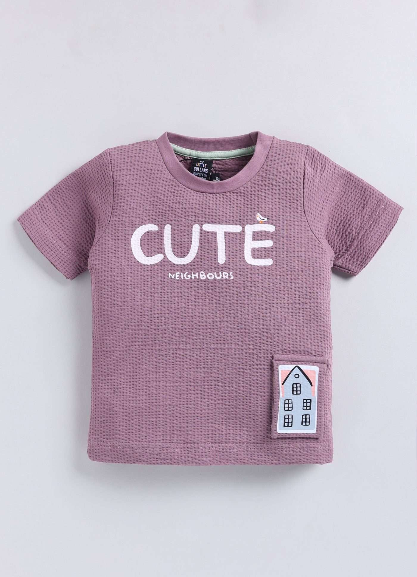 Boys Knitted Cotton T-Shirt, Pant, Crossbody Bag with Fluffy Animal Casual Coord Set- Lavender