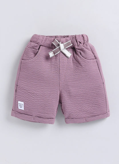 Boys Knitted Cotton T-Shirt, Pant, Crossbody Bag with Fluffy Animal Casual Coord Set- Lavender