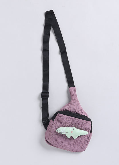 Boys Knitted Cotton T-Shirt, Pant, Crossbody Bag with Fluffy Animal Casual Coord Set- Lavender