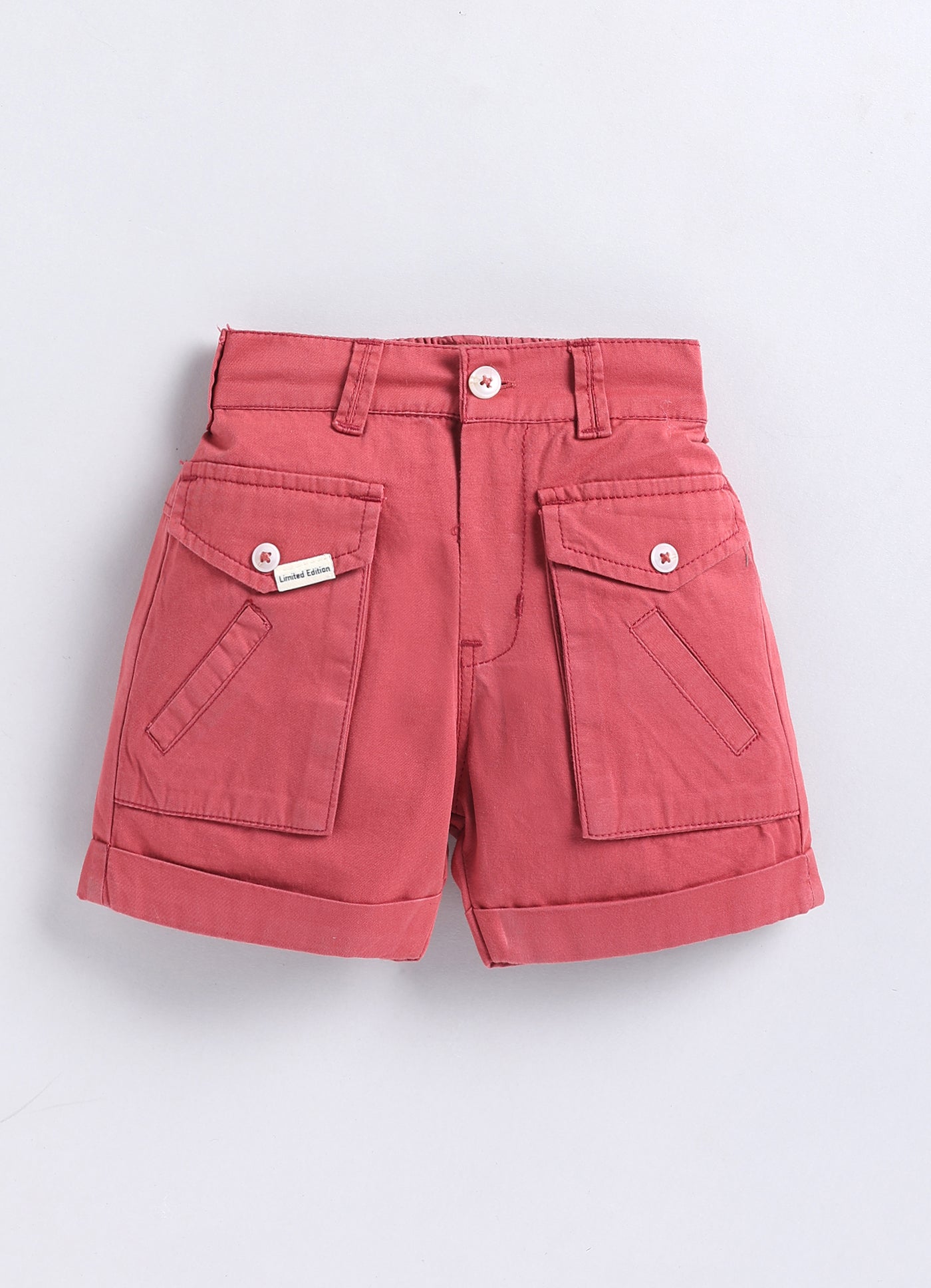 Boys Cotton Striped Shirt Solid Pant Set- Cherry