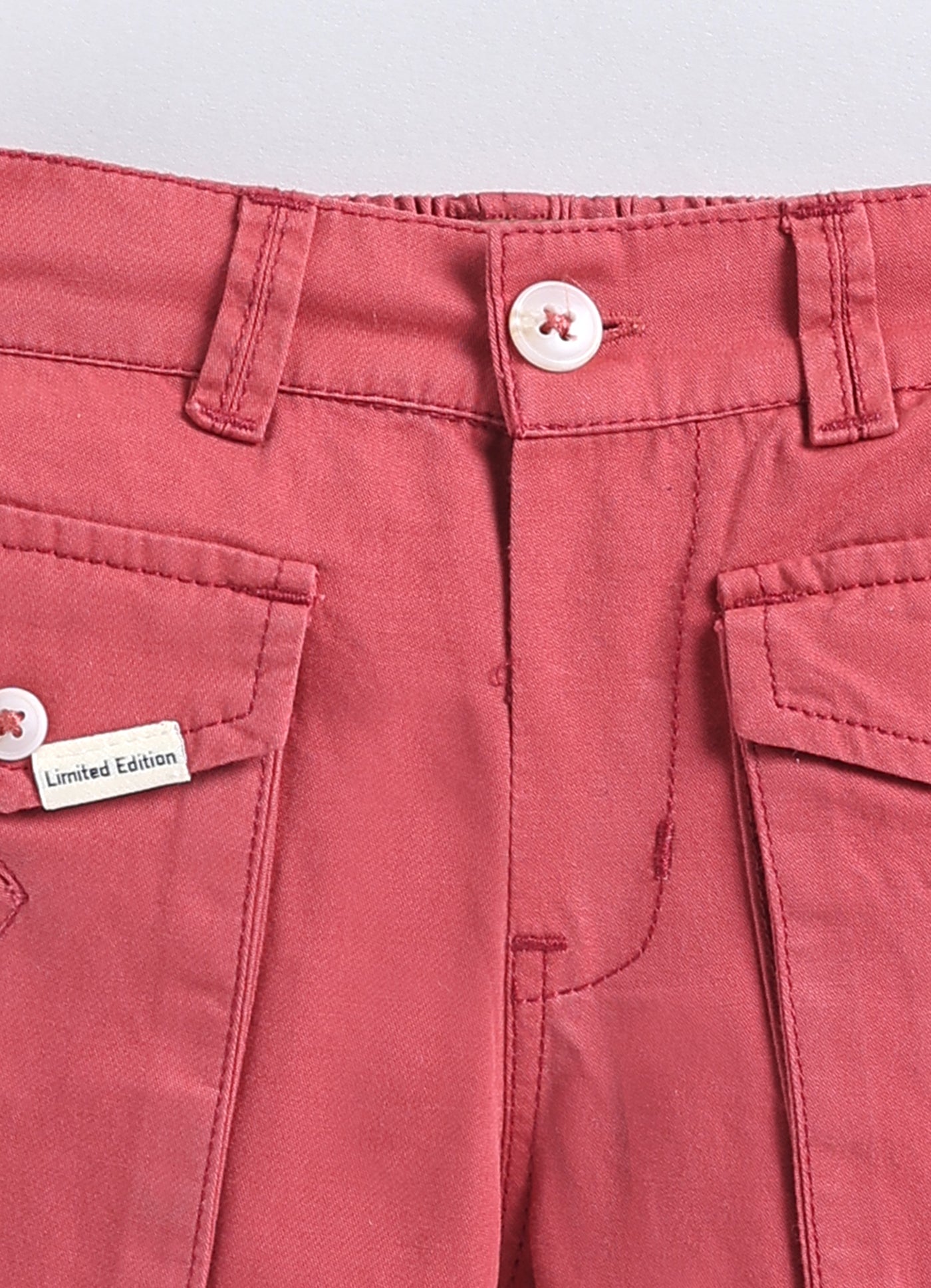 Boys Cotton Striped Shirt Solid Pant Set- Cherry