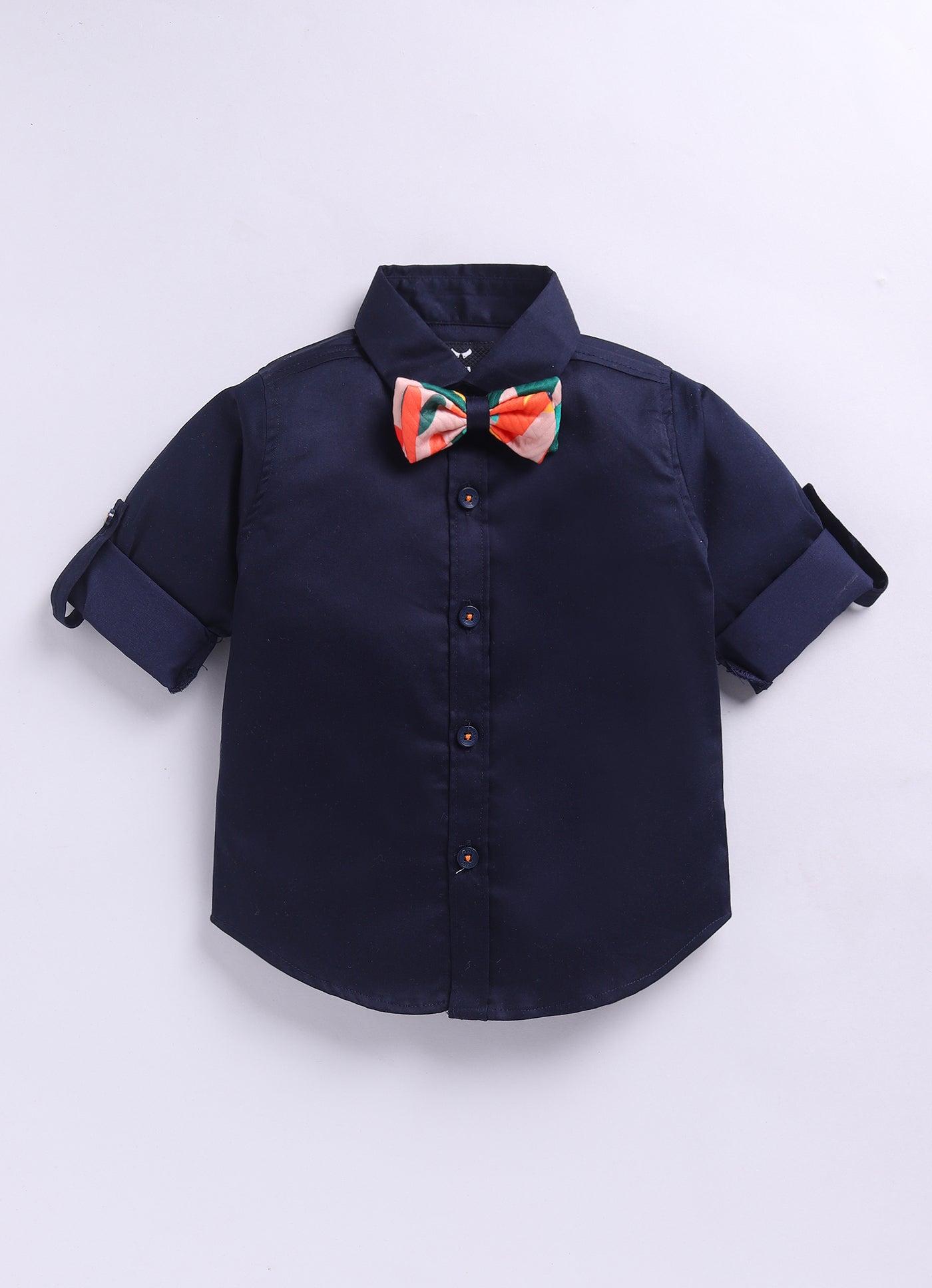 Blended Woven Full Sleeves Abstract Bright Printed Waistcoat Pant with Shirt & Bow Partywear Set- Blue