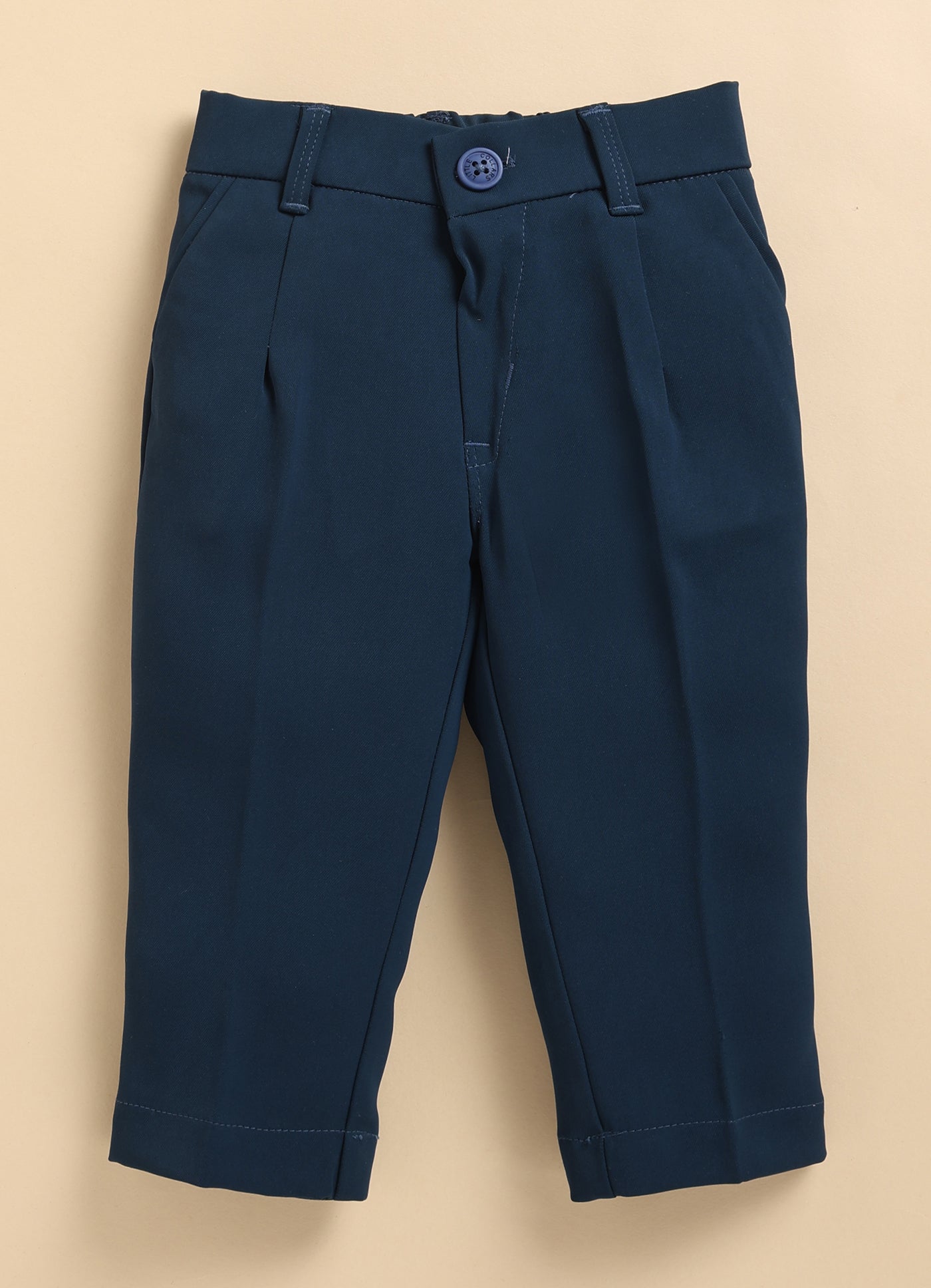 Terry Full Sleeves Lion Embroidered 3 Piece Party Suit Set- P. Blue