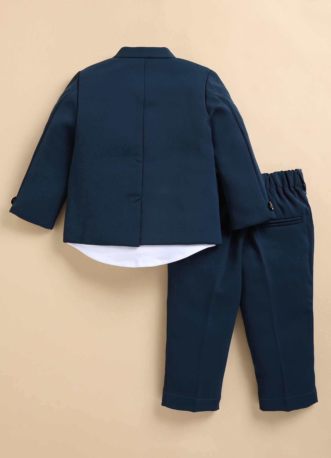 Terry Full Sleeves Lion Embroidered 3 Piece Party Suit Set- P. Blue