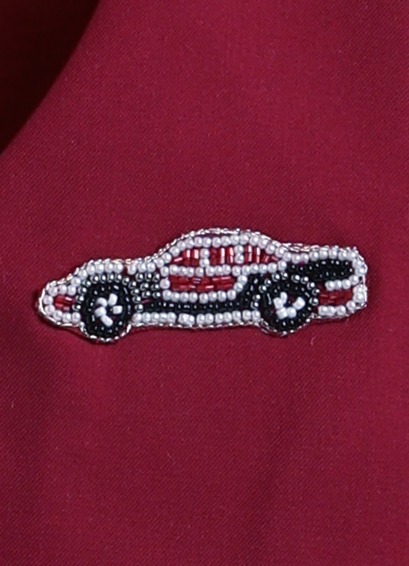 Birthday Boy Car Embellished Solid Full Sleeves Waistcoat Pant, Shirt and Bow Partywear Set-  Red