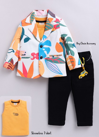 Boys Fun and Bright Blazer, T shirt, Trouser Coat Set - Mango