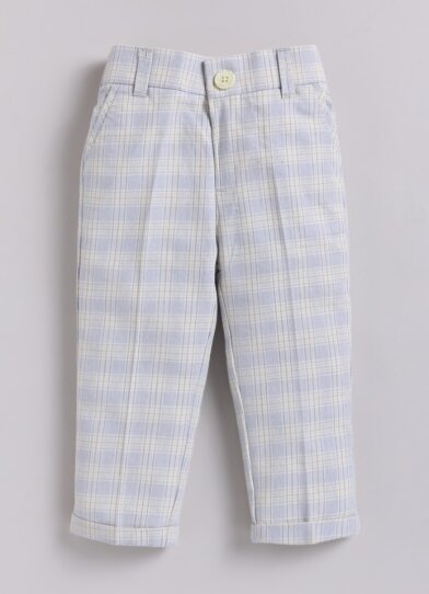 Boys Cotton Checks Pant Shirt Suspender Bow with Cap Set- Yellow