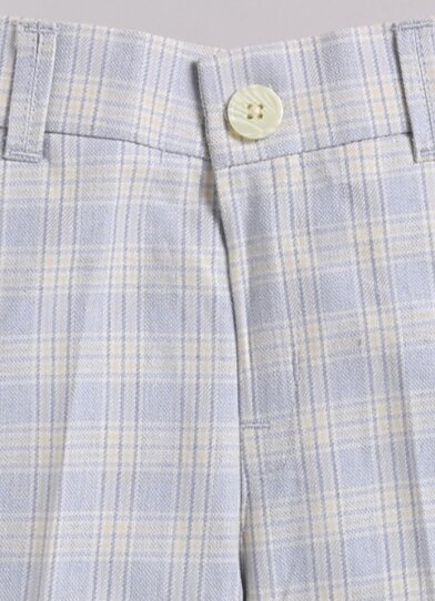Boys Cotton Checks Pant Shirt Suspender Bow with Cap Set- Yellow