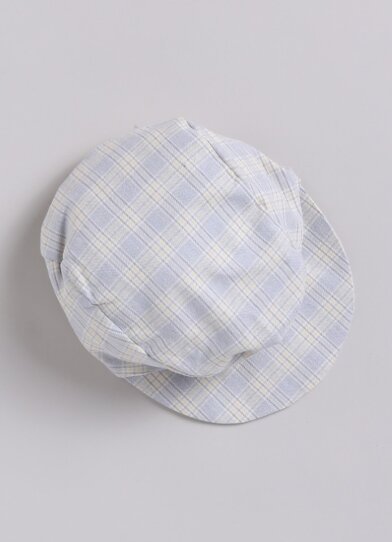 Boys Cotton Checks Pant Shirt Suspender Bow with Cap Set- Yellow