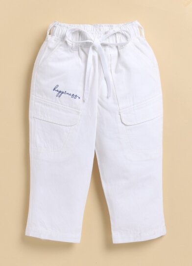 Boys Self Woven Casual Shirt with Palm Tree Crochet & Pant Set - Blue