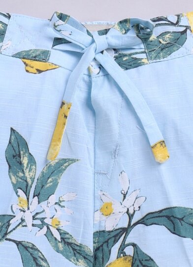 Boys Pure Cotton Lemon Printed Shirt  & Shorts Co-ord Set - Blue
