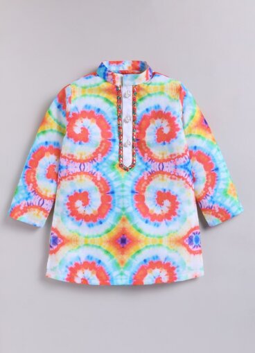 Boys Holi Multi Coloured Cotton Kurta and Pajama Ethnicwear Set