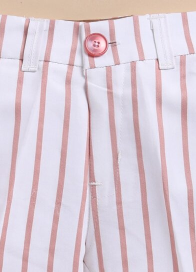 Boys Pure Cotton Formal Striped Waistcoat Shorts with Shirt and Bow Set - Rust