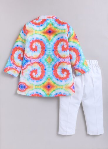 Boys Holi Multi Coloured Cotton Kurta and Pajama Ethnicwear Set